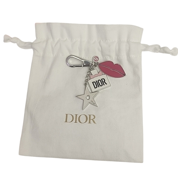 DIOR Purse Bag Charm Keychain Key FOB Miss Dior Bottle Logo Star Kiss Dust Bag - Picture 13 of 16